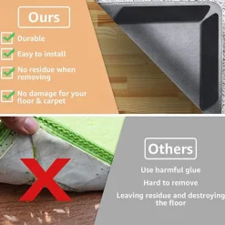 8 PCS Rug Tape, Reusable Washable Carpet Tape, Double Sided Non-Slip Rug Pads for Hardwood Floors, Rug Stoppers for Area Rugs, Black