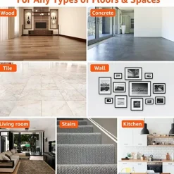 8 PCS Rug Tape, Reusable Washable Carpet Tape, Double Sided Non-Slip Rug Pads for Hardwood Floors, Rug Stoppers for Area Rugs, Black