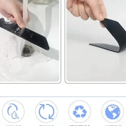 8 PCS Rug Tape, Reusable Washable Carpet Tape, Double Sided Non-Slip Rug Pads for Hardwood Floors, Rug Stoppers for Area Rugs, Black