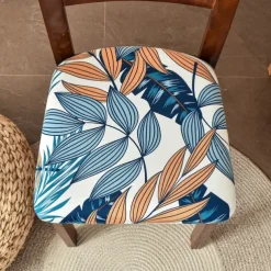 2 Pcs Seat Covers for Dining Room Stretch Seat Slipcover Removable Washable Upholstered Chair Cushion Slipcovers for Kitchen Office