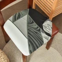 2 Pcs Seat Covers for Dining Room Stretch Seat Slipcover Removable Washable Upholstered Chair Cushion Slipcovers for Kitchen Office
