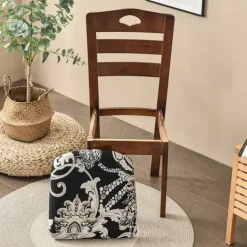 2 Pcs Seat Covers for Dining Room Stretch Seat Slipcover Removable Washable Upholstered Chair Cushion Slipcovers for Kitchen Office