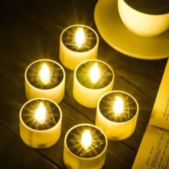 6/12 pcs Solar Flameless LED Candles Fake Flickering Tea Lights Outdoor Garden Decor Light Romantic Wedding Party Decoration Lighting 6X 12X
