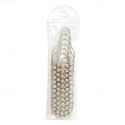 12 pcs Stainless Steel Curtain Hooks Bath Curtain Rollerball Shower Curtain Rings Hooks 5 Rollers Polished Satin Nickel Ball