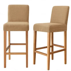 2 Pcs Stretch Bar Stool Cover Pub Counter Stool Chair Slipcover for Dining Room Cafe Furniture Burgundy Red Seat Cover Stretch Protectors Non Slip with Elastic Bottom