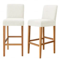 2 Pcs Stretch Bar Stool Cover Pub Counter Stool Chair Slipcover for Dining Room Cafe Furniture Burgundy Red Seat Cover Stretch Protectors Non Slip with Elastic Bottom