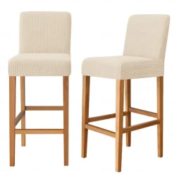 2 Pcs Stretch Bar Stool Cover Pub Counter Stool Chair Slipcover for Dining Room Cafe Furniture Burgundy Red Seat Cover Stretch Protectors Non Slip with Elastic Bottom