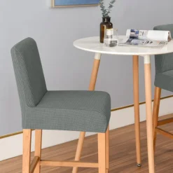 2 Pcs Stretch Bar Stool Cover Pub Counter Stool Chair Slipcover for Dining Room Cafe Furniture Burgundy Red Seat Cover Stretch Protectors Non Slip with Elastic Bottom