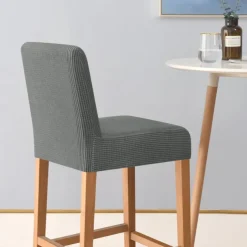 2 Pcs Stretch Bar Stool Cover Pub Counter Stool Chair Slipcover for Dining Room Cafe Furniture Burgundy Red Seat Cover Stretch Protectors Non Slip with Elastic Bottom