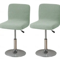 2 Pcs Stretch Bar Stool Cover Burgundy Grey Pub Counter Stool Chair Slipcover Square Swivel Barstool Chair Cover for Dining Room Cafe Non Slip with Elastic Bottom