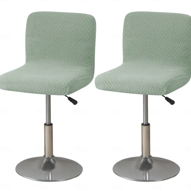 2 Pcs Stretch Bar Stool Cover Burgundy Grey Pub Counter Stool Chair Slipcover Square Swivel Barstool Chair Cover for Dining Room Cafe Non Slip with Elastic Bottom