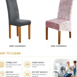 6 Pcs Stretch Dining Chair Covers, Burgundy XL/Oversized Spandex High Back Large Velvet Chair Cover Slipcover for Wedding Dining Room Kitchen Hotel Table Banquet