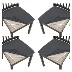 4 Pcs Stretch Jacquard Seat Covers for Dining Room Chair Cushion Cover, Removable Washable Dining Chair Covers Anti-Dust Dining Room Chair Covers Seat Cushion Slipcovers