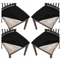 4 Pcs Stretch Jacquard Seat Covers for Dining Room Chair Cushion Cover, Removable Washable Dining Chair Covers Anti-Dust Dining Room Chair Covers Seat Cushion Slipcovers