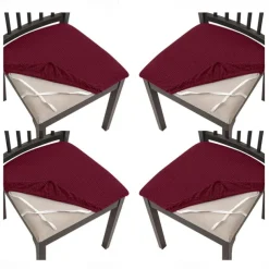 4 Pcs Stretch Jacquard Seat Covers for Dining Room Chair Cushion Cover, Removable Washable Dining Chair Covers Anti-Dust Dining Room Chair Covers Seat Cushion Slipcovers