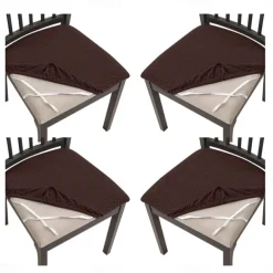 4 Pcs Stretch Jacquard Seat Covers for Dining Room Chair Cushion Cover, Removable Washable Dining Chair Covers Anti-Dust Dining Room Chair Covers Seat Cushion Slipcovers