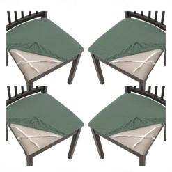 4 Pcs Stretch Jacquard Seat Covers for Dining Room Chair Cushion Cover, Removable Washable Dining Chair Covers Anti-Dust Dining Room Chair Covers Seat Cushion Slipcovers