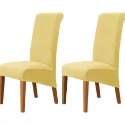 2 Pcs Velvet Dining Chair Cover Burgundy Stretch Chair Seat Slipcover Spandex with High Back Elastic Bottom Protector for Dining Wedding Ceremony Washable