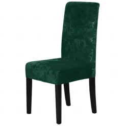 2 Pcs Velvet Plush Stretch Dining Chair Cover Stretch Chair Cover Chair Protector Cover Seat Slipcover with Elastic Band for Dining RoomWedding Ceremony Banquet Home Decor