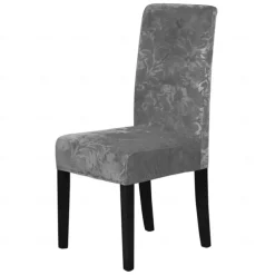 2 Pcs Velvet Plush Stretch Dining Chair Cover Stretch Chair Cover Chair Protector Cover Seat Slipcover with Elastic Band for Dining RoomWedding Ceremony Banquet Home Decor