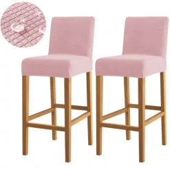 2 Pcs Water Repellent Bar Stool Cover Burgundy Stretch Counter Stool Pub Chair Slipcover Cafe Barstool Cover for Patio Outdoor Bar Restrant Wedding with Elastic Bottom