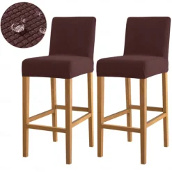 2 Pcs Water Repellent Bar Stool Cover Burgundy Stretch Counter Stool Pub Chair Slipcover Cafe Barstool Cover for Patio Outdoor Bar Restrant Wedding with Elastic Bottom