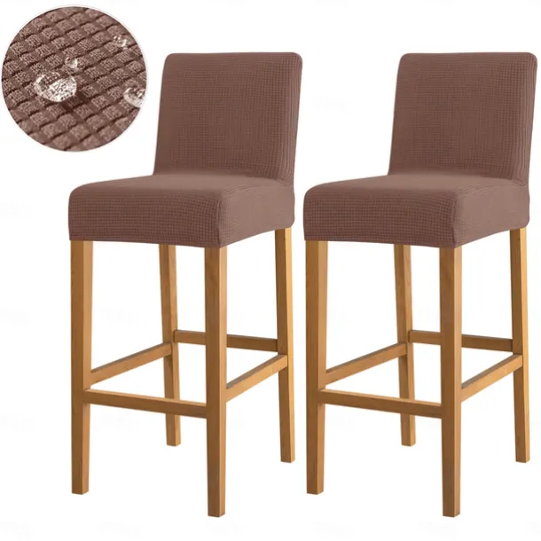 2 Pcs Water Repellent Bar Stool Cover Burgundy Stretch Counter Stool Pub Chair Slipcover Cafe Barstool Cover for Patio Outdoor Bar Restrant Wedding with Elastic Bottom