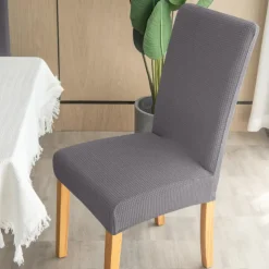 6 Pcs Water Rissistant Dining Chair Covers Burgundy , Stretch Chair Cover, Jacquard Spandex Chair Protector Covers Seat Slipcover with Elastic Band for Dining Room,Wedding