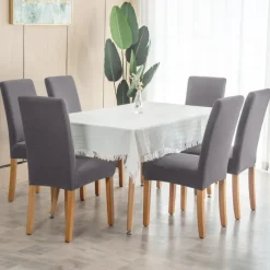 4 Pcs Water Rissistant Dining Chair Covers Burgundy High Back Chair Cover Jacquard Spandex Chair Protector Covers Seat Slipcover with Elastic Band for Dining RoomWedding Ceremony Banquet