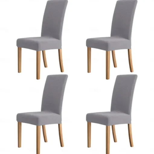 4 Pcs Water Rissistant Dining Chair Covers Burgundy High Back Chair Cover Jacquard Spandex Chair Protector Covers Seat Slipcover with Elastic Band for Dining RoomWedding Ceremony Banquet