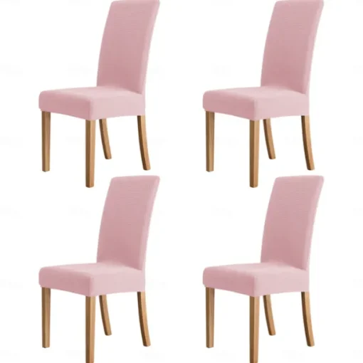 4 Pcs Water Rissistant Dining Chair Covers Burgundy High Back Chair Cover Jacquard Spandex Chair Protector Covers Seat Slipcover with Elastic Band for Dining RoomWedding Ceremony Banquet