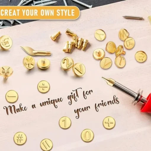 37/65 Pcs Wood Leather Burning Set Tip Letter Wood Burning Tip Including Alphabet Number For Wood Craft DIY Embossing Carving Including Alphabet Number Symbol Durable Brass Alphabet Number Template