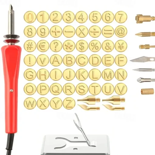 37/65 Pcs Wood Leather Burning Set Tip Letter Wood Burning Tip Including Alphabet Number For Wood Craft DIY Embossing Carving Including Alphabet Number Symbol Durable Brass Alphabet Number Template
