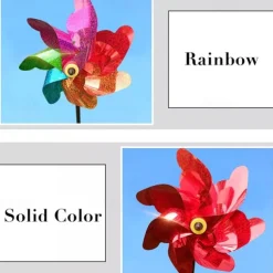 2 Pieces Bird Repeller Windmill Spinner DIY Birds Deterrent Silver Pinwheels for Outdoor Garden Lawn Yard Decoration