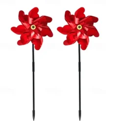 2 Pieces Bird Repeller Windmill Spinner DIY Birds Deterrent Silver Pinwheels for Outdoor Garden Lawn Yard Decoration