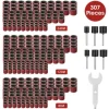 307 Pieces Drum Sander Set Sanding Drum Kit 300 Pieces Sanding Band Sleeves (80 /120 /240 ) + 6 Pieces Drum Mandrels for Dremel Rotary Tool (2.35Mm/3.17Mm)+ 1 Combination Wrench
