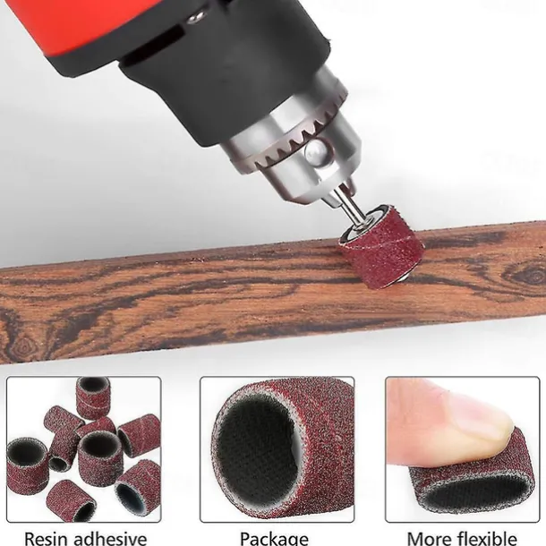 307 Pieces Drum Sander Set Sanding Drum Kit 300 Pieces Sanding Band Sleeves (80 /120 /240 ) + 6 Pieces Drum Mandrels for Dremel Rotary Tool (2.35Mm/3.17Mm)+ 1 Combination Wrench