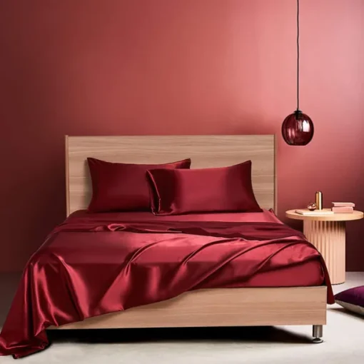 4 Pieces Satin Sheet Sets Hotel Luxury Silky Bed Sheets Soft Premium Satin Sheets Wrinkle & Fade Resistant Bedding Set Sheet Set, Include 1 Deep Pocket Fitted Sheet(12inch),1 Flat Sheet, 2 Pillowcases