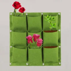 9 Pockets Vertical Garden Grow Bags Plant Wall Hanging Planting Pots Green Black Grow Planter Vegetable Gardening Supplies