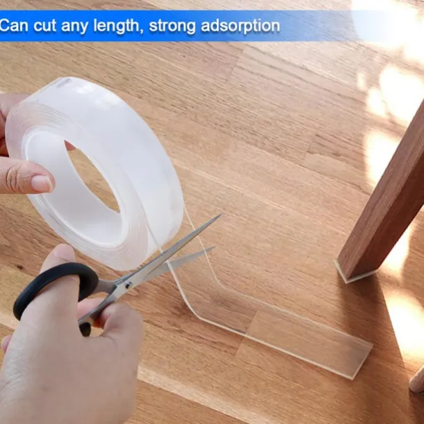 1 Roll 5M 2/3/5cm Width Transparent Double Sided Tape Nano Self-Adhesive Tape No Trace Reusable Tape Glue Sticker for Car Kitchen Bathroom