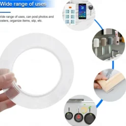 1 Roll 5M 2/3/5cm Width Transparent Double Sided Tape Nano Self-Adhesive Tape No Trace Reusable Tape Glue Sticker for Car Kitchen Bathroom