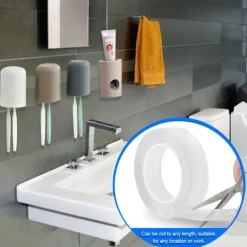 1 Roll 5M 2/3/5cm Width Transparent Double Sided Tape Nano Self-Adhesive Tape No Trace Reusable Tape Glue Sticker for Car Kitchen Bathroom