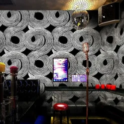 1 Roll Non self-adhesive wallpaper KTV room wallpaper 3D wallpaper e-sports room internet cafe decoration bar restaurant background wall wallpaper glue required 950x53cm/374x20.87inch