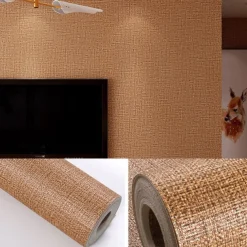 1 Roll Simple Japanese Style Wallpaper Imitation Linen Patterned for Home Hotel Bedrooms Living rooms Plain Color Waterproof Wallpaper Non Self-adhesive 950x53cm/374x20.87inch