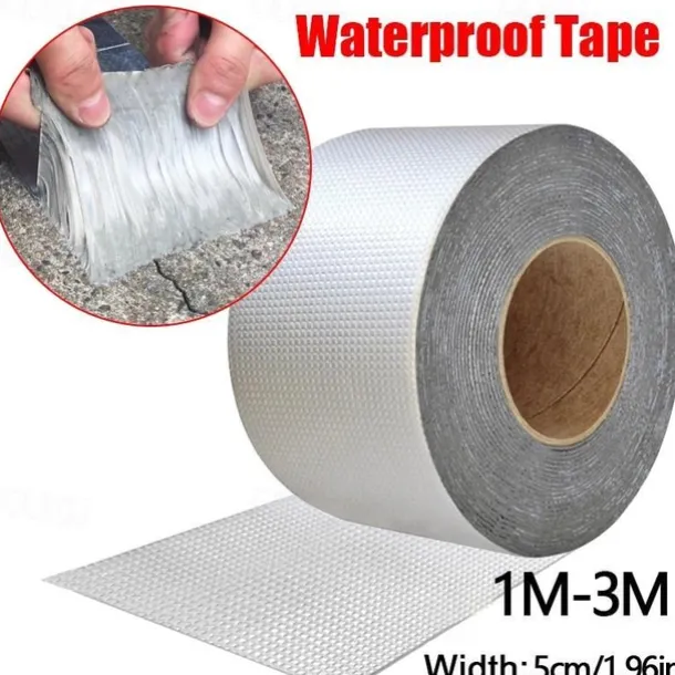 1 Roll Waterproof Tape High Temperature Resistance Aluminum Foil Thicken Butyl Tape Wall Pool Roof Crack Duct Repair Sealed Self Tape