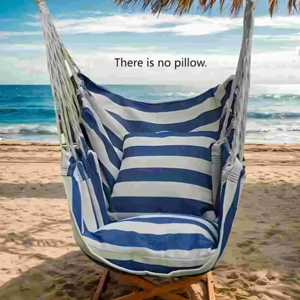 2 Ropes Hanging Chair Striped Fabric Leisure Fabric Striped Hanging Chair Without Cushion And Pillow, with 2 Ropes And Storage Bag