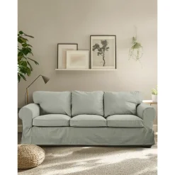 3 Seat Sofa Cover, 100 Cotton Couch Cover with 3 Cushion Cover and 3 Backrest Cover, Slipcover Washable Furniture Protector LITB PRIME cover Ektcover