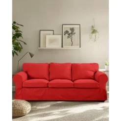 3 Seat Sofa Cover, 100 Cotton Couch Cover with 3 Cushion Cover and 3 Backrest Cover, Slipcover Washable Furniture Protector LITB PRIME cover Ektcover