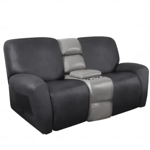 2 Seater Recliner Covers Stretch Love Seat Reclining Sofa Cover, Like Leather Couch Slipcover with Elastic Loop, Anti-cat Scratch Furniture Protector for Dogs Pet