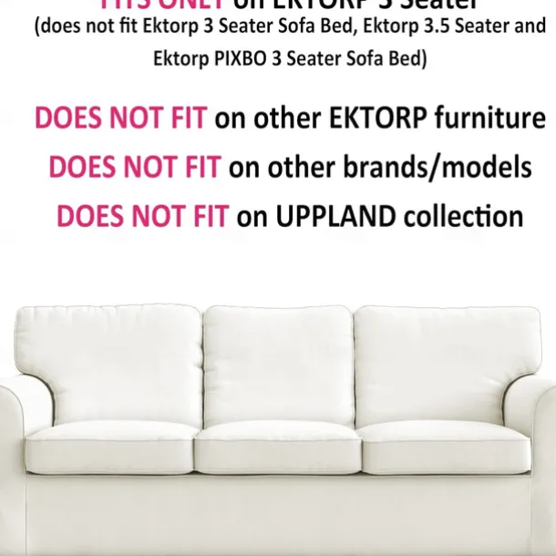 3 Seater Sofa Cover, Cotton Couch Cover with 3 Cushion Cover and 3 Backrest Cover For Ektorp Slipcover Washable Furniture Protector LITB PRIME cover Ektcover